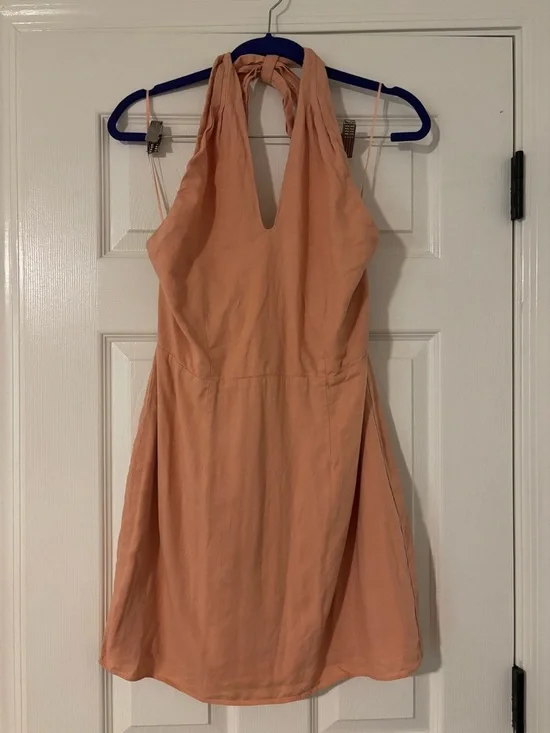 Abercrombie & Fitch Pastel Orange Halter Mini Dress Size M - Picture 1 of 3